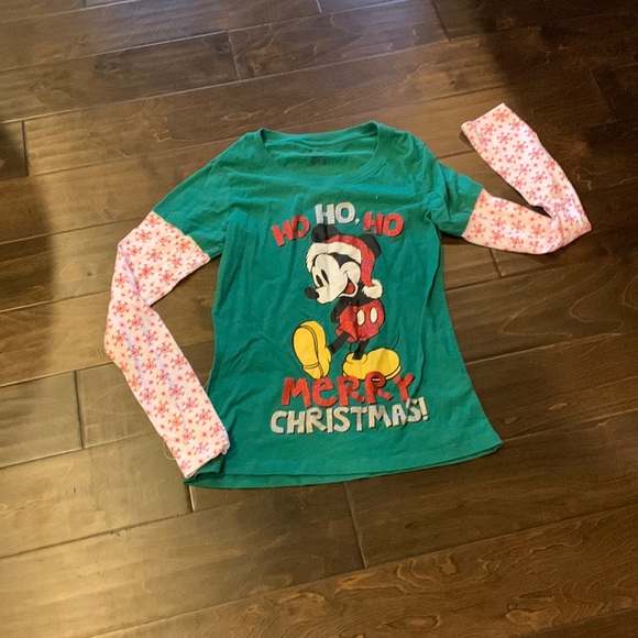Mickey Mouse Santa Christmas Long Sleeve Tee - Picture 1 of 3